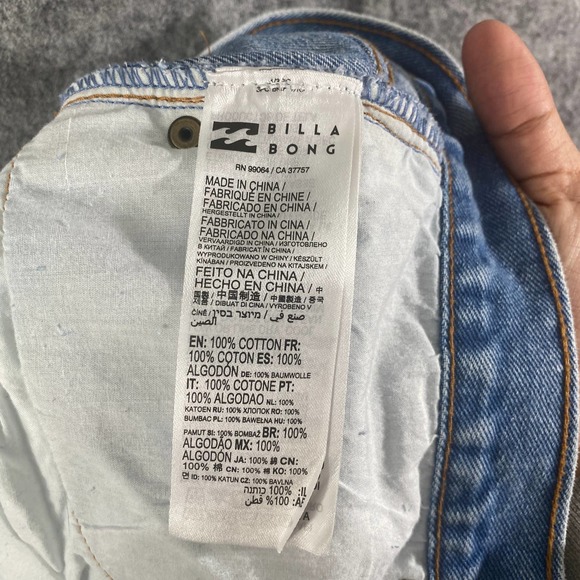 Billabong Denim Shorts 30 Blue High Rise Drift Away Jean Cutoff Distressed - Picture 13 of 16